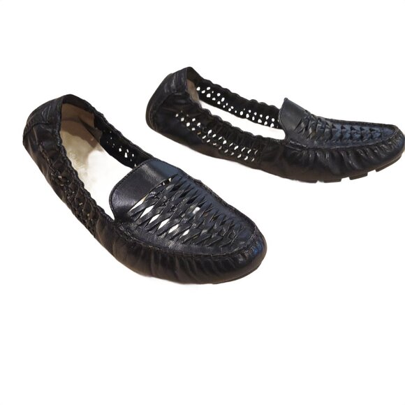 Cole Haan Women's Sadie Huarache Black Leather Flats, Size 11, New - Picture 2 of 6